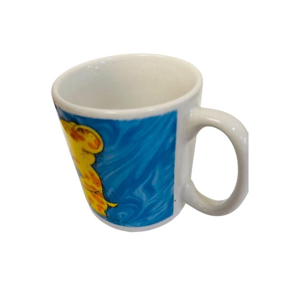 Yellow Elephant Ceramic Mug With Blue Background White Handle 2 1/2" - Picture 2 of 5